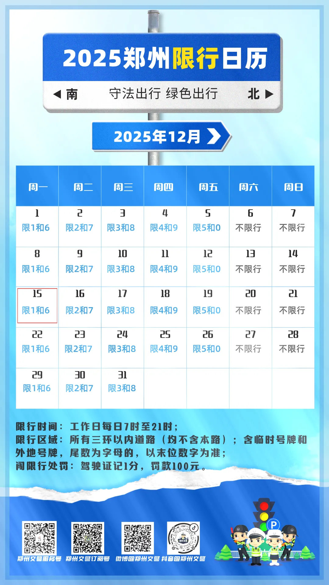 鄭州三環(huán)內(nèi)限行區(qū)域_限行_鄭州機(jī)動(dòng)車(chē)限行尾號(hào)1和6
