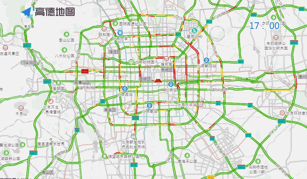北京市交通預測預報_出行提示_香山公園周邊交通壓力