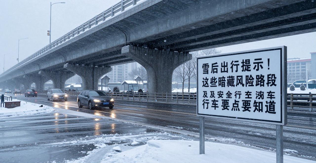 雪后行車暗冰風(fēng)險_積水遮險路面安全_出行提示